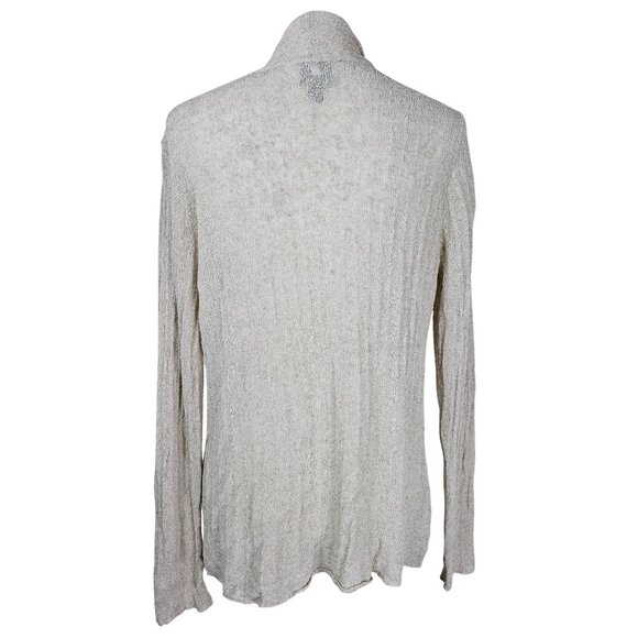 Eileen Fisher Beige Open Front Cardigan L Rayon/Linen Coastal Beachy Neutral - Picture 3 of 9